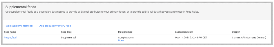 Adding supplemental product feed in Google Merchant Center